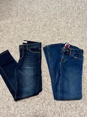 Girls Dark Blue & Medium Blue Stretch Jeans - Classic Fit